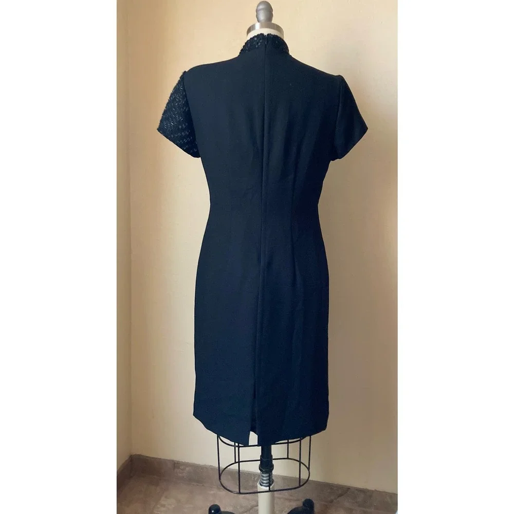 90's VTG Jessica Howard Cocktail Dress Size 4P Black Beaded Accent - Picture 5 of 6